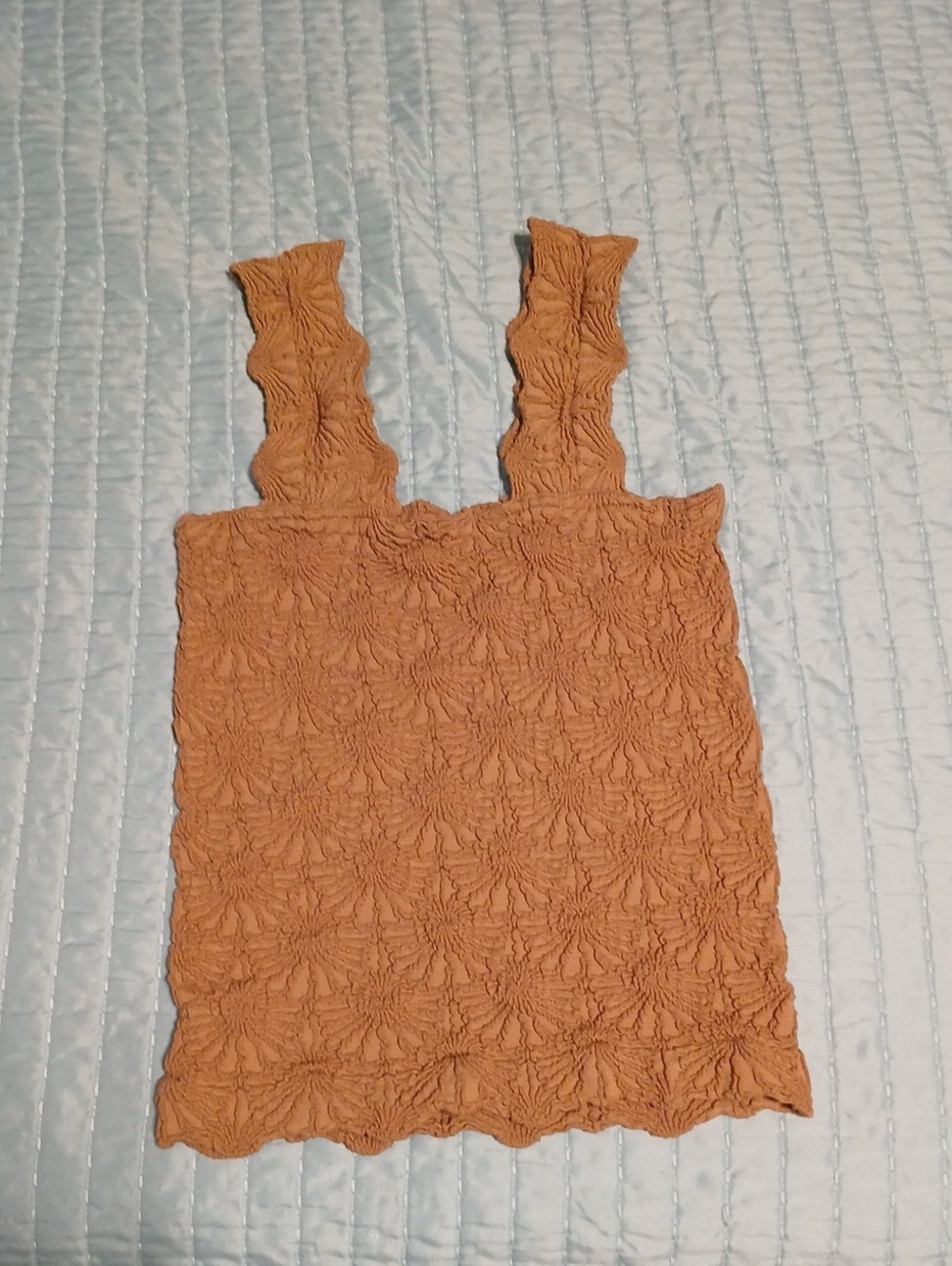 Mocha Color Textured Smocked Tank Top - Women